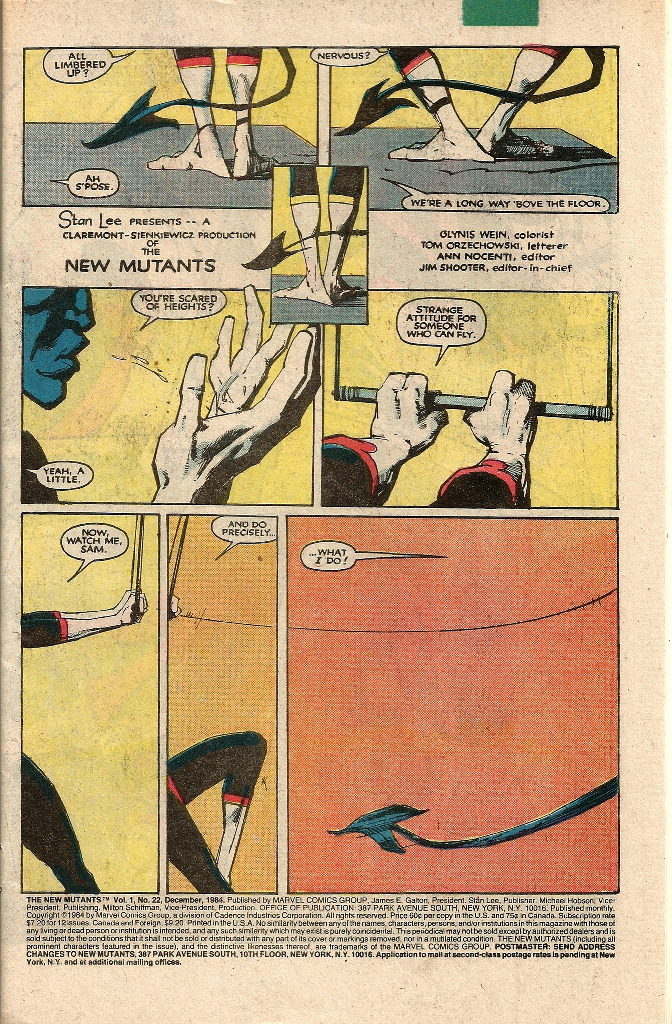 Page from The New Mutants No. 22, by Bill Sienkiewicz and Chris Claremont (Marvel
