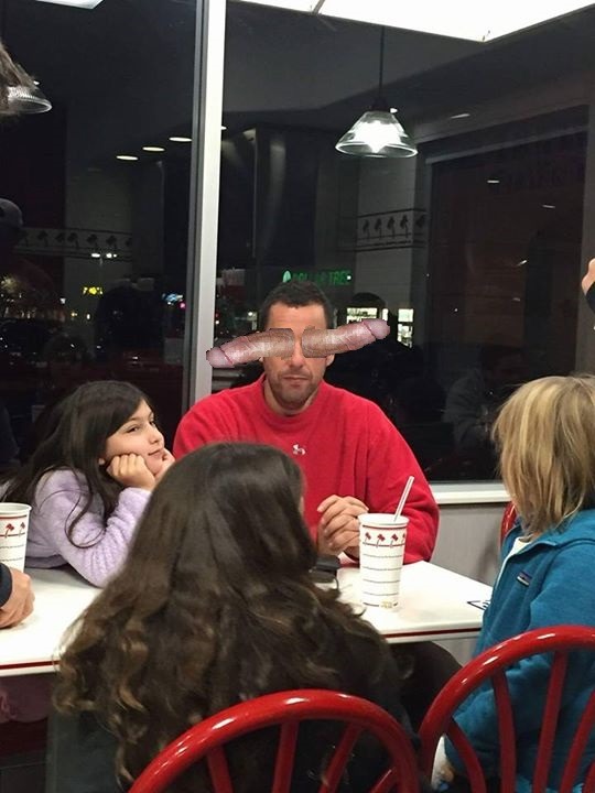 Bro, I had no idea you were packing TWO hot dongs! Adam Sandler, quit showing off