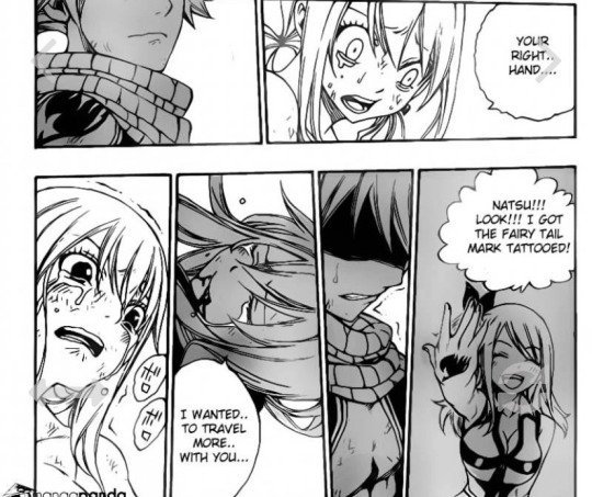 gremlincityy:Natsu is very aware of his feelings for Lucy and here’s why: so, I’ve been re-reading fairy tail and I couldn’t help but notice the sheer impact Natsu’s bond with Lucy has on him and WHY he realizes or atleast acknowledges his feelings