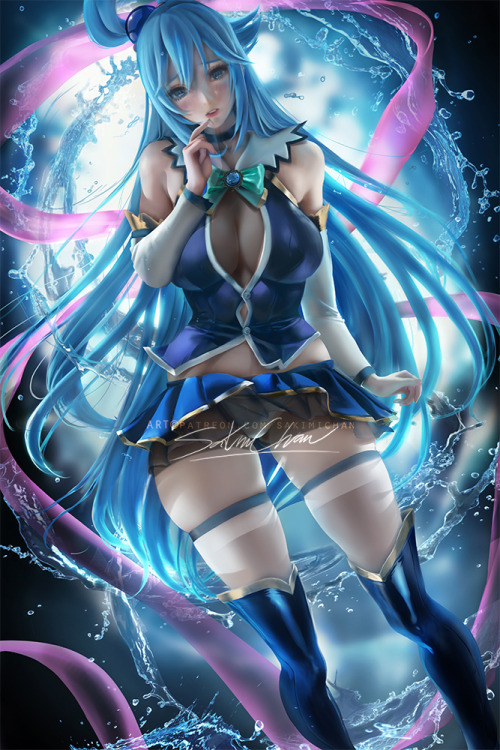 sakimichan:   My take on Aqua from KonoSuba&lt;3 Now the trio is complete :3 sfw/nsfw /psd,hd jpg, video process etc-https://www.patreon.com/posts/31755690  