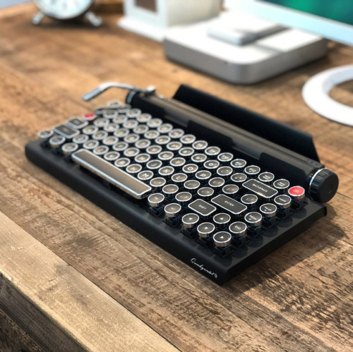 veesko:  Qwerkywriter - A Modern, Romantic Take on TypewriterBring out the old-school typist in you with Qwerkywriter, a vintage-inspired mechanical keyboard, complete with Bluetooth and a built-in stand for tablets and smartphones. In order to provide