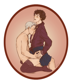 taikova:  (Genderfluid!)Sherlock having a really good time with their husband &lt;3  beautiful ! 