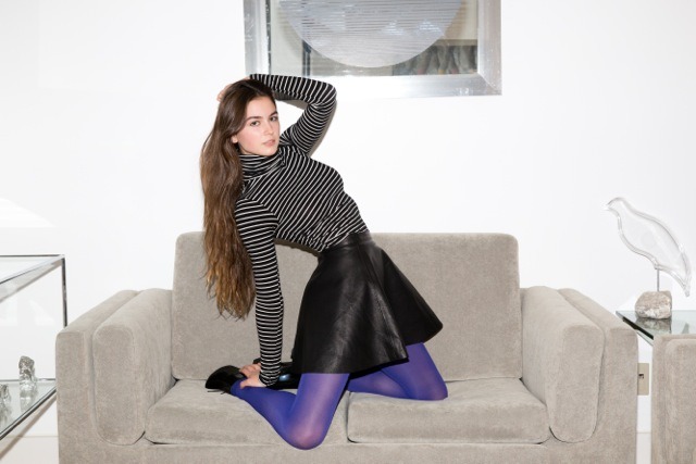 americanapparel:  Janie wearing the Stripe Cotton Spandex Jersey Long Sleeve Turtleneck,