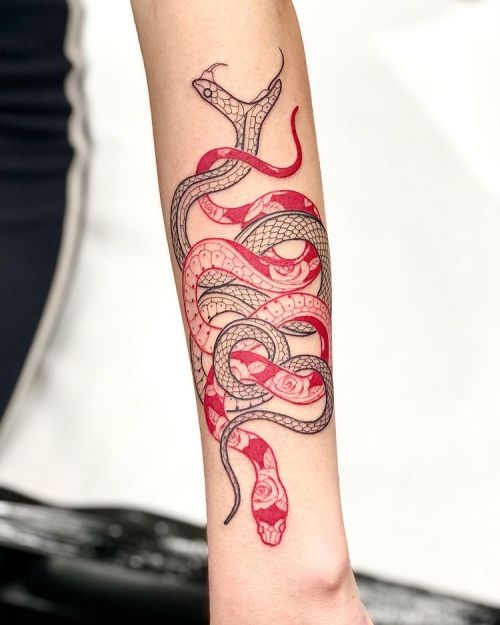RhbRBS  All red dragon tattoo by Himi in South Korea