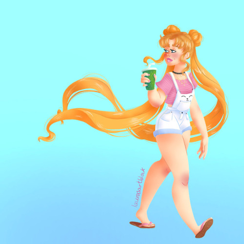 Did a re-draw of my casual Usagi from 2016! And added a second version with a diff background becaus
