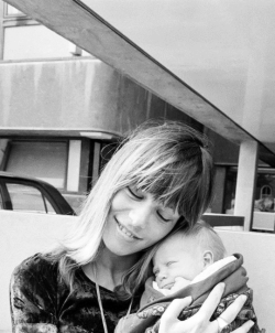 groupiesoutrageously:Anita Pallenberg with newborn son Marlon Richards at King’s College Hospital on August 18, 1969, eight days after his birth.