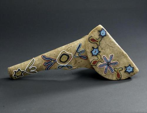 Dakota (Sioux) rawhide pistol holster with beaded decor, 1863.from The Royal Ontario Museum