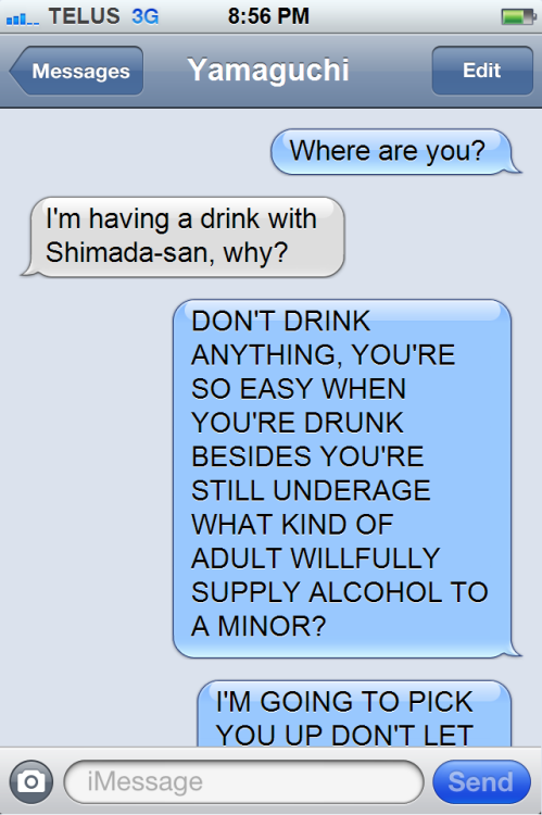 haikyuutexts:  Tsukishima is not ready to talk about it yet