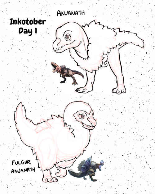 First attempt at Inktober! Here’s some Anjanath chicks. Critiques welcome! Hopefully this will