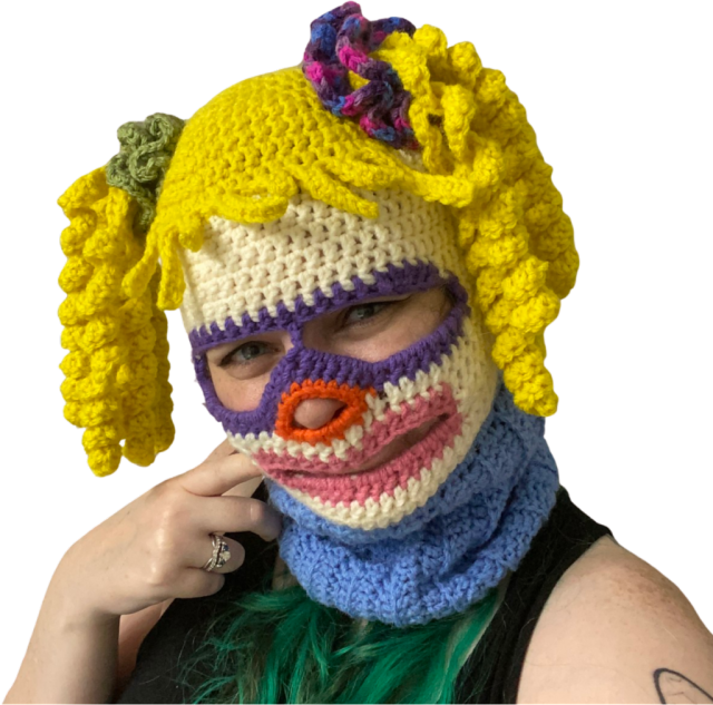 Crochet a Funky 70’s Inspired Ski Mask / Face, Designed By Rebecca Turner: 👉  😱