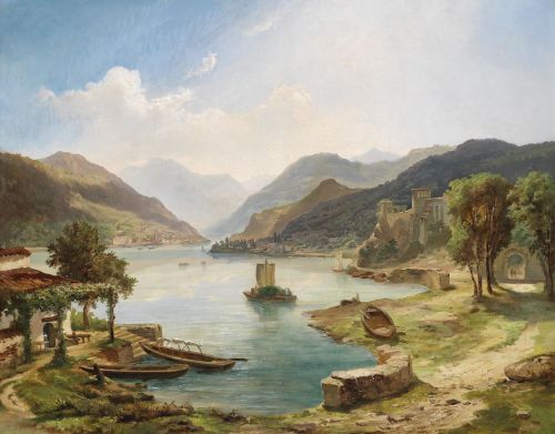 fleurdulys:Northern Italian Lakeland Scene - Othmar Brioschi