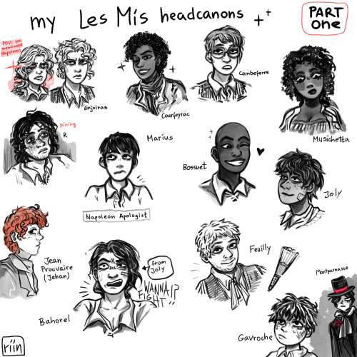 some les mis chara designs i drew a while ago, they were fun and i love the books &amp; the musi