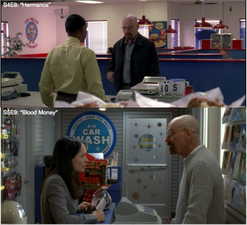 heisenbergchronicles: 5x09: Blood Money More parallels between Walt and Gus. “Have an A-1 day!