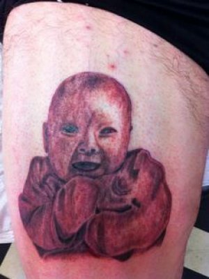 collegehumor:  Vote: Worst Baby Portrait Tattoo Hey, we’re not saying the baby’s ugly, we’re saying the tattoo artist is for subjecting the world to these little monsters.  Well, I will be the brave one and say the kids are fucking ugly as well.