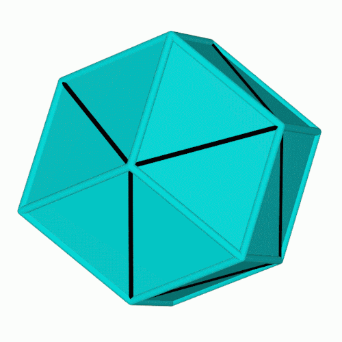 hyrodium:  Regular Dodecahedron vs. Rhombic Dodecahedron.