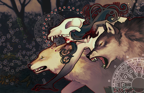 dailen-ogden-illustration:  The one thing I can’t stand about Tumblr’s layout is how tiny and dinky it makes landscape images.  Taking a tiny break from my commissions to whip up this wolf goddess for my Twitter banner. I did the linework a few weeks