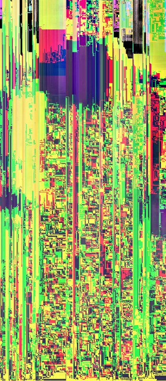 letsglitchit:  Hex edited PNG, forcing MSpaint to view an 8bit png as 16bit and at half the resolution. 