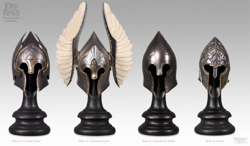 fantasycrap:The helmets of Gondor from left to right; palace guard, Fountain guard, Soldier, Faramir