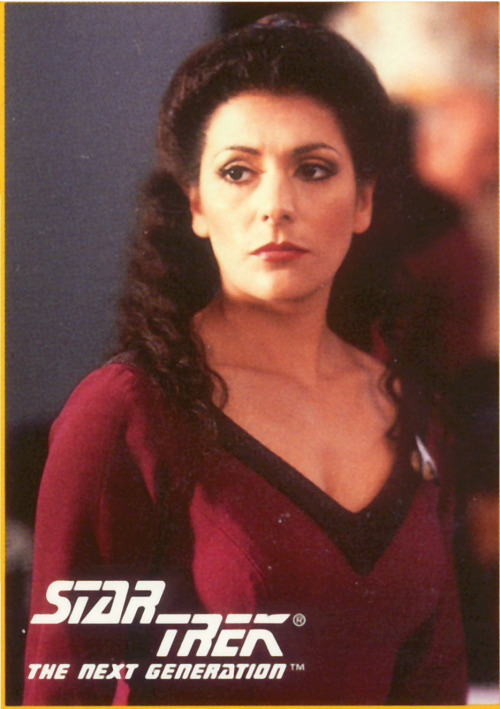 1871atboe:Marina Sirtis talks about Deanna Troi and the inverse relation between cleavage and brains