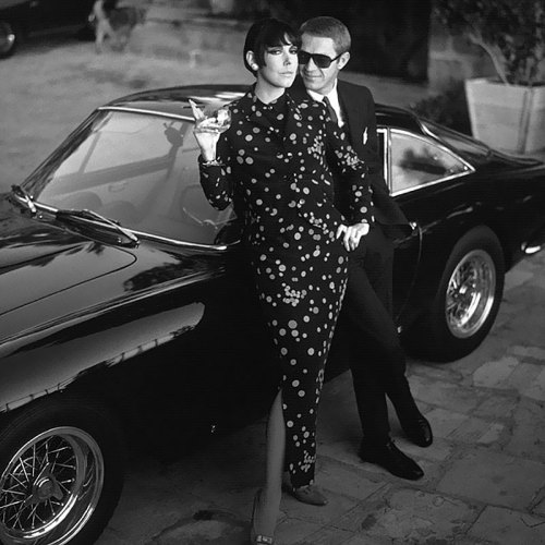 realbronxbetty:oliverfranju:Steve McQueen with his Ferrari 250 GT Lusso…And Peggy Moffit…