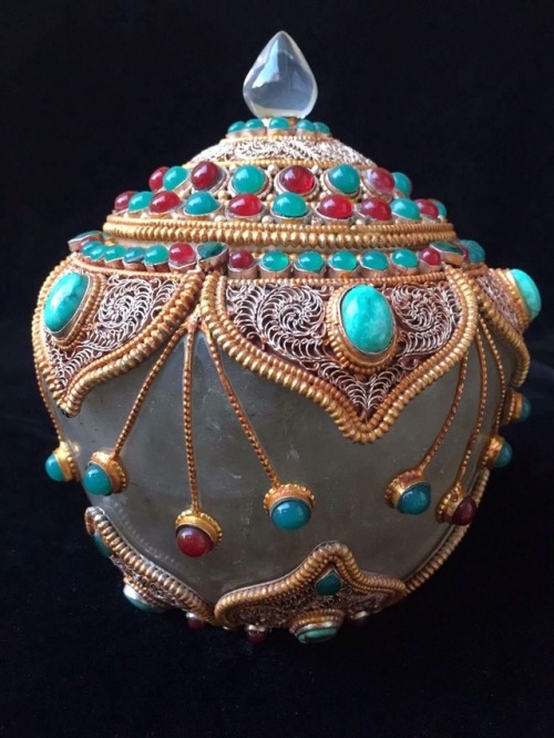 Nepalese Crystal Gulpa Classic Jar Pot with Gem Inlay https://www.etsy.com/listing/503494932/nepal-s