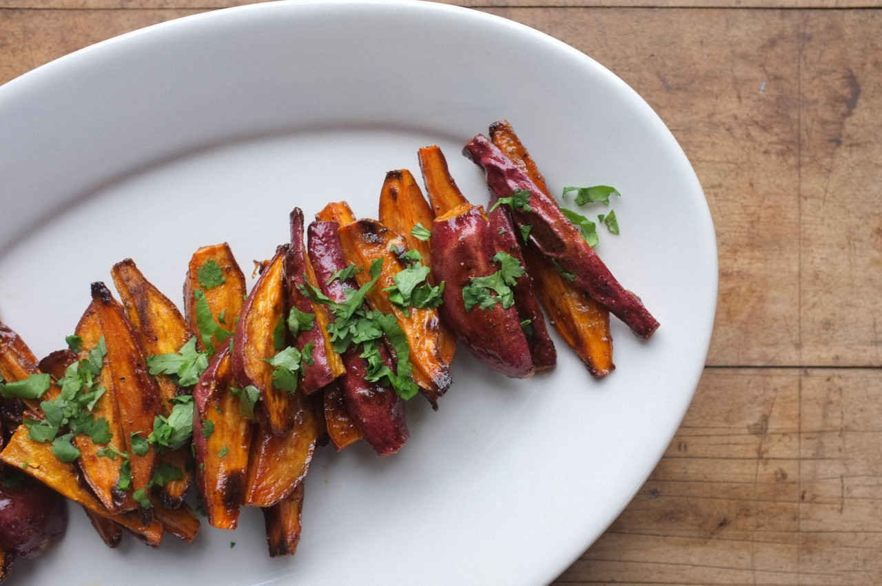 talkinsnack:  Honey Roasted Fingerling Sweet Potatoes with Cumin and Cilantro 1 lb