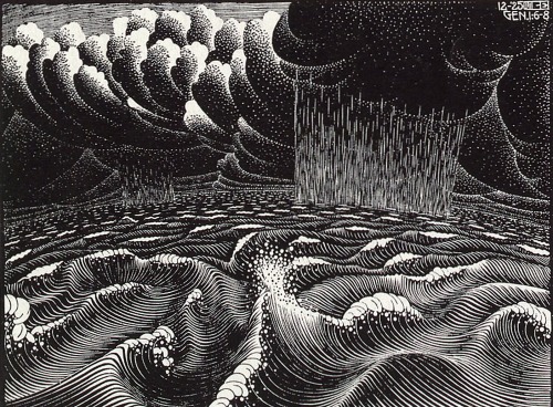 magictransistor:  M. C. Escher, Days of Creation (Woodcut series), c. 1926. 