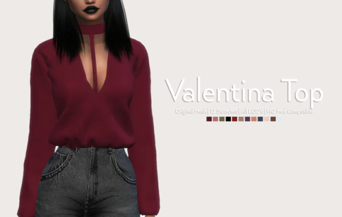 novasim:Valentina TopOriginal Mesh12 SwatchesAll LOD’sHQ mod compatible Do not reuploadIf