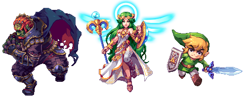 pixelartus:  Smash Bros. Pixel Art Pixel Artist: AbyssWolf Source: ahruon.tumblr.com