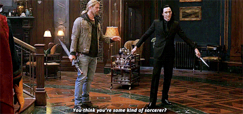 lokihiddleston:Loki looks like a little kitten coming out of his claws to defend himself.