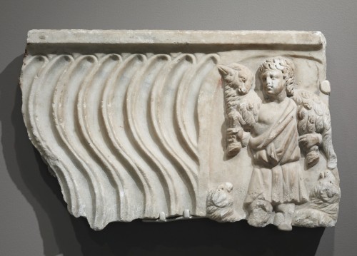 artofthedarkages:“Sarcophagus Fragment with the Good Shepherd”A fragment of a sarcophagu