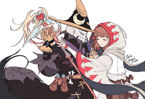 FRANS WEEK 2018 - Day 1:~ Fantasy & Sci-fi ~Final Puntasy XIV. Black Mage Sans & White Mage FriskI Kinda