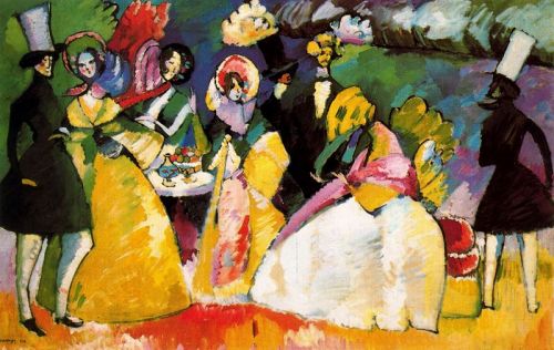 artist-kandinsky: Group in Crinolines, 1909, Wassily KandinskyMedium: oil,canvas