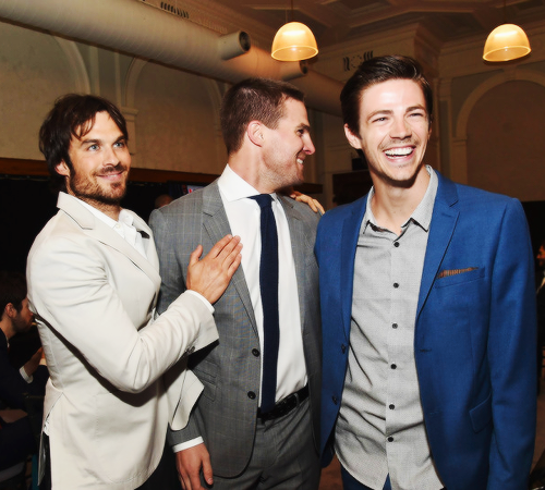 wesleystattoo:  “ I’ll never be able to repeat what Ian Somerhalder said to me. At least Grant Gustin was able to get it together. I suppose he’s just faster than I am.” Stephen Amell The CW 2015 Upfronts