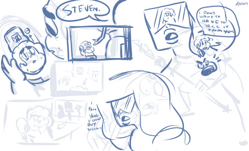 raveneesimo:  “Mirror Gem“ storyboard art: Here are some drawings I did early on in the storyboarding process for one of the recent episodes of Steven Universe, “Mirror Gem”.  Sometimes sketching things out like this first helps me figure
