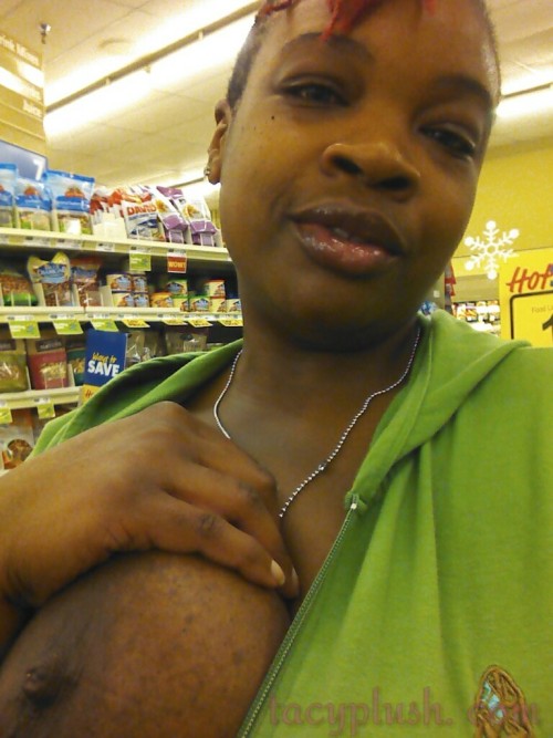 tacyplush:#Nobra on #tittyTuesday, as I make a quick stop to my local grocery… Who knew that meant m