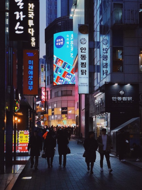 Walking through Myeong-dong…