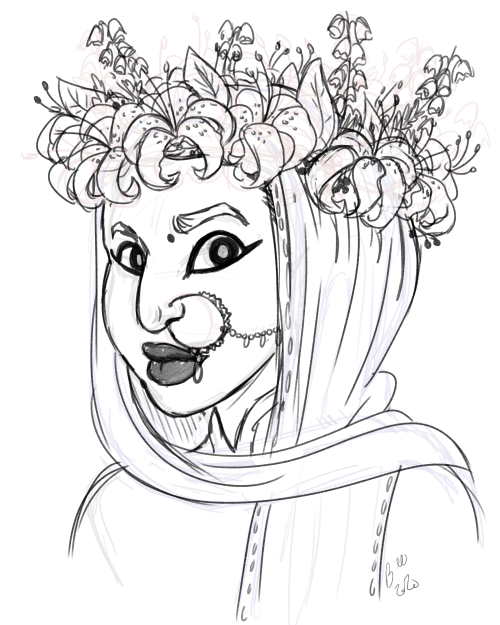 I’m usually pretty bad about monthly art prompts, but I really enjoyed OC May Flowers on Twitt