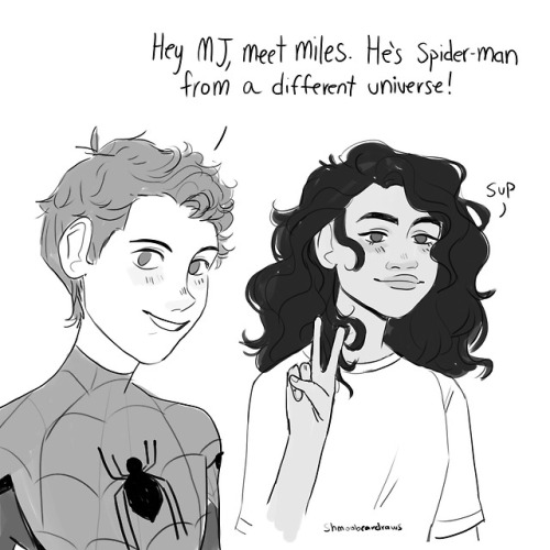 protectwoc:shmoobeardraws:so i was thinking, what if in Mile’s universe, MJ was actually just Zenday