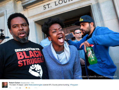 socialjusticekoolaid:   Today in #FergusonOctober (10.22.14): Day 75 and the resistance continues. After being denied entrance to a public meeting, protesters in St Louis occupy the county police headquarters, demanding justice for Mike Brown and for