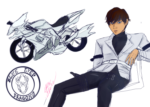 stxllarsketches:some practice kaibas nd the overly complicated dragon motorcycle i think he’d 