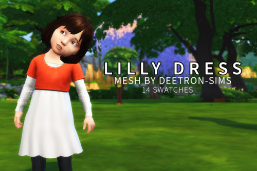 deetron-sims: theweebsimmer:  Lilly Dress A new dress for your little girls! It comes in 14 lovely s