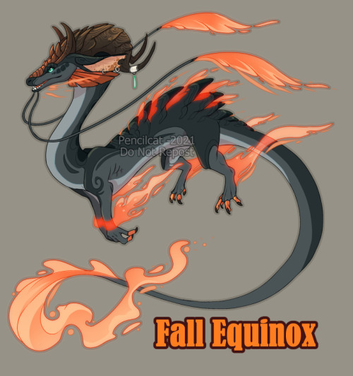 Character Design for sale! My first one! Fall Equinox, a dragon who tends to show up during the comi