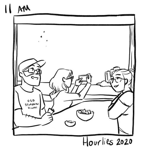 11 am Eating at Aqui Es Con Flavio with Jonathan and his mom. #hourlies #hourlycomicday #hourlies202