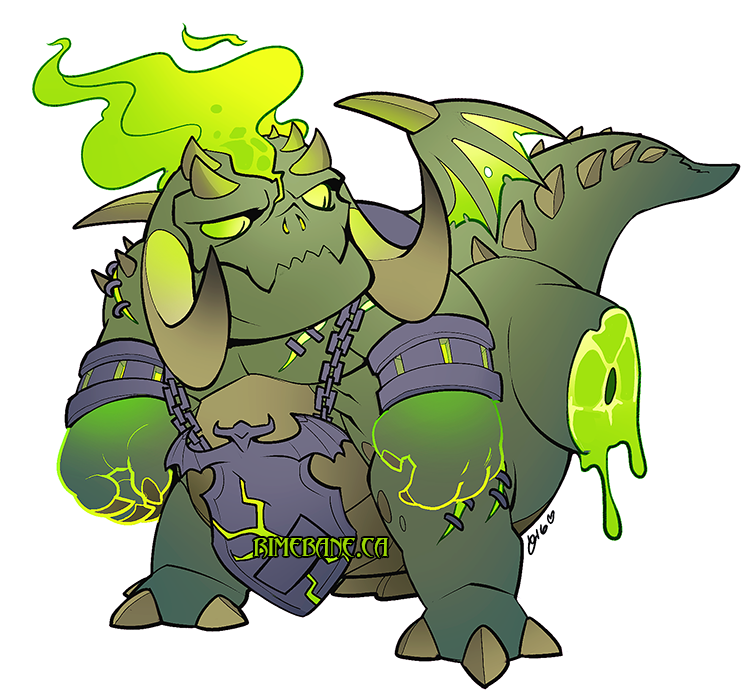 rimebane: Little Mannoroth with his foot cut off. I drew this for my wow-themed dish