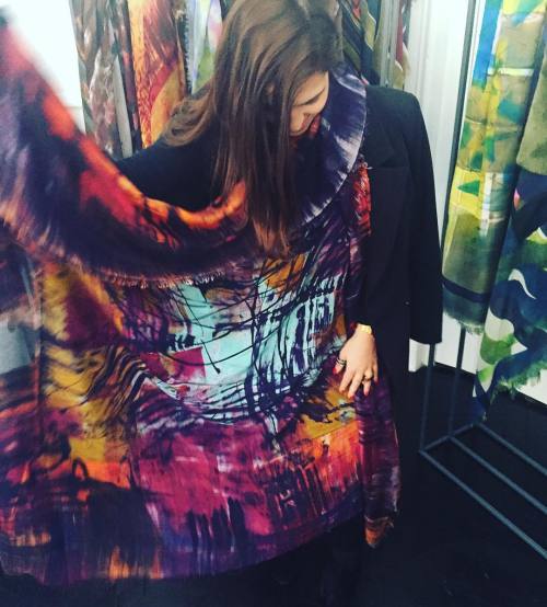 Having fun with @dianorasalviati special vintage scarves at the Rainbowwave showroom | beautiful and