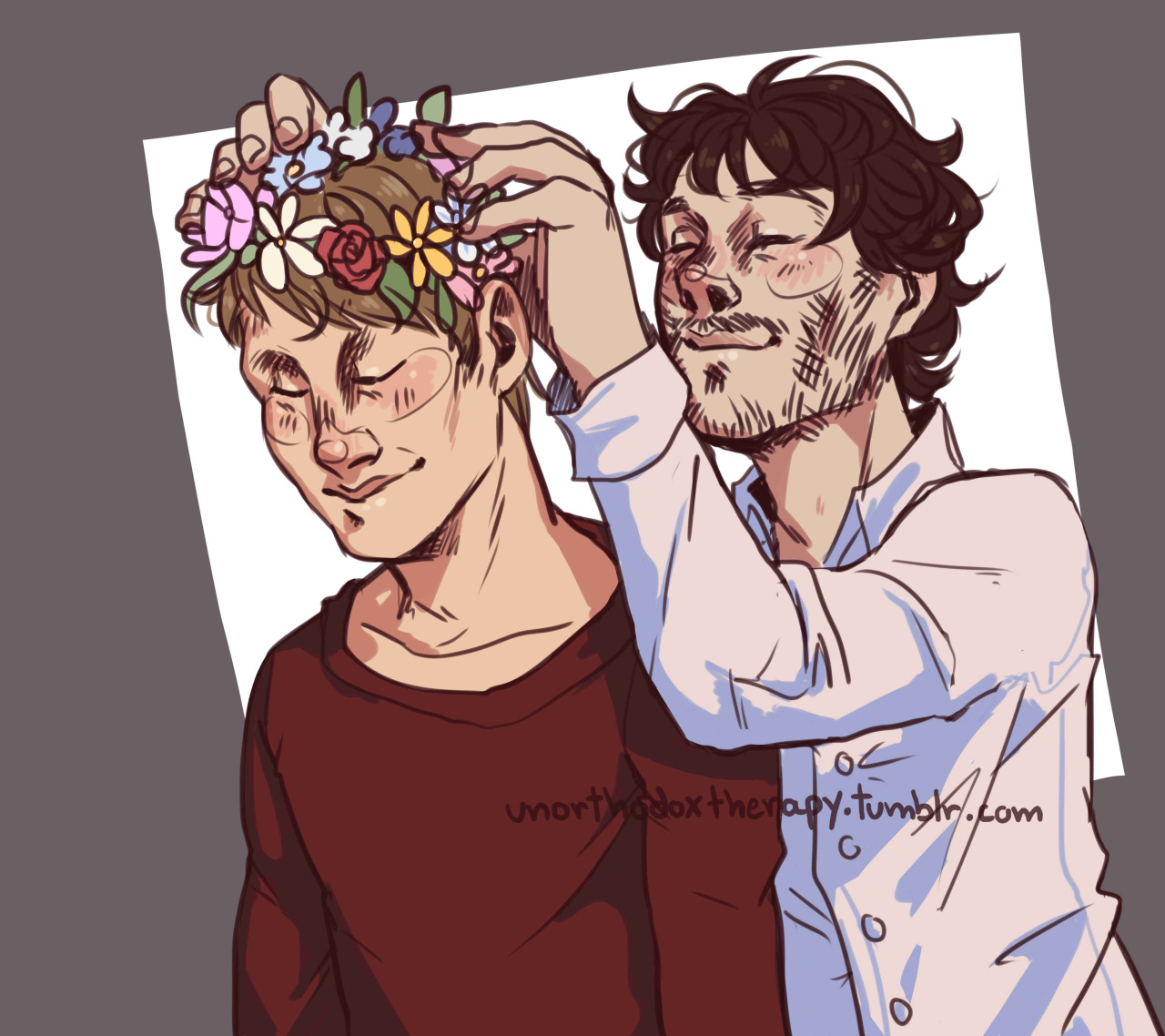 unorthodoxtherapy:  Hannibal, Will and the flower crown &lt;3My first art post
