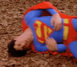 Superman in pain by kryptonite radiation
