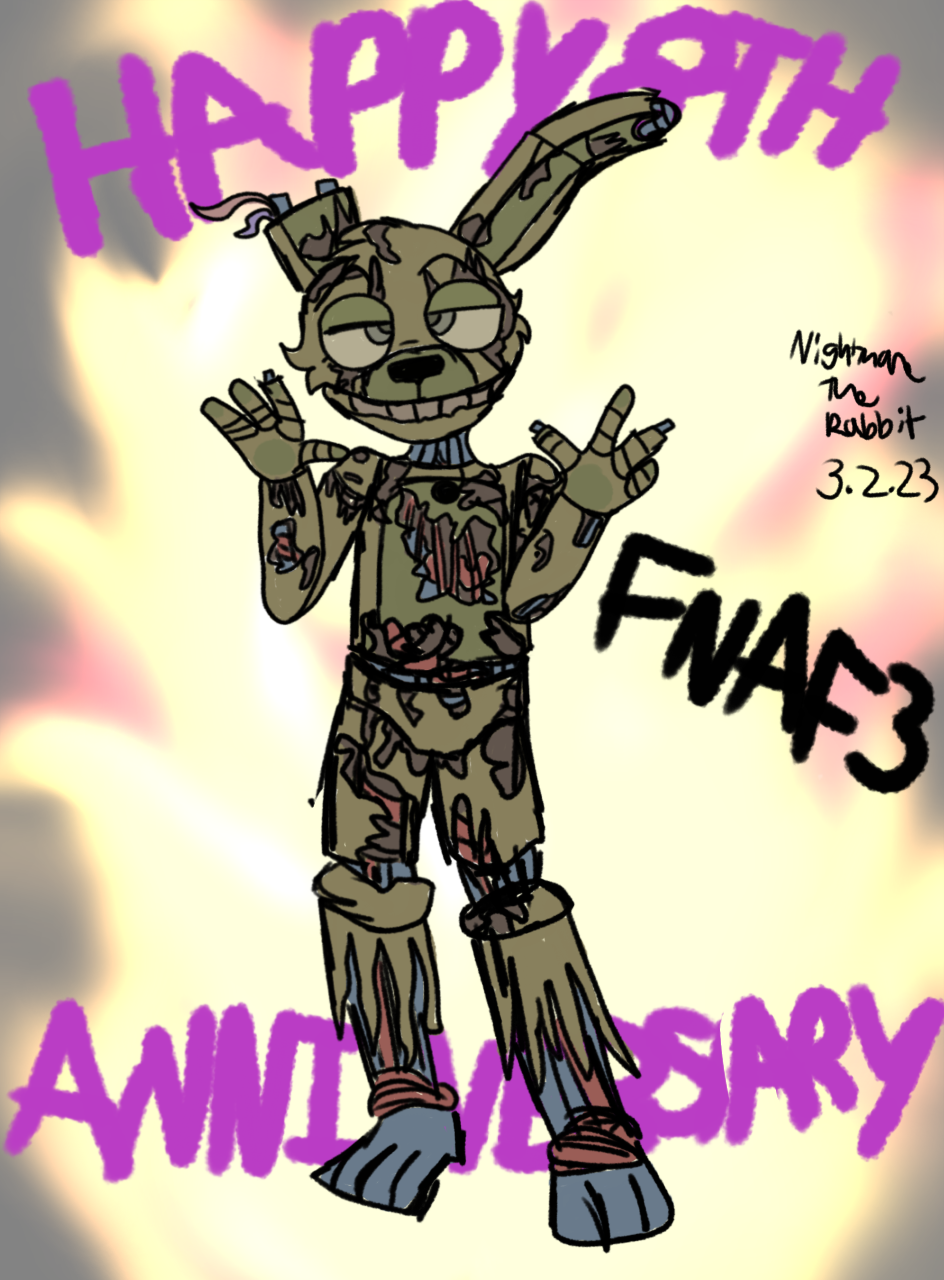 Happy Birthday FNaF 3! Did a quick Springtrap painting to