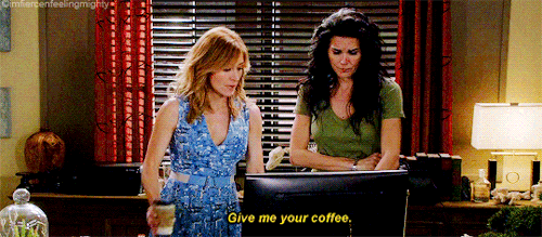 imfiercenfeelingmighty:R&amp;I 6x01: How to get away with taking cranky detective’s coffee